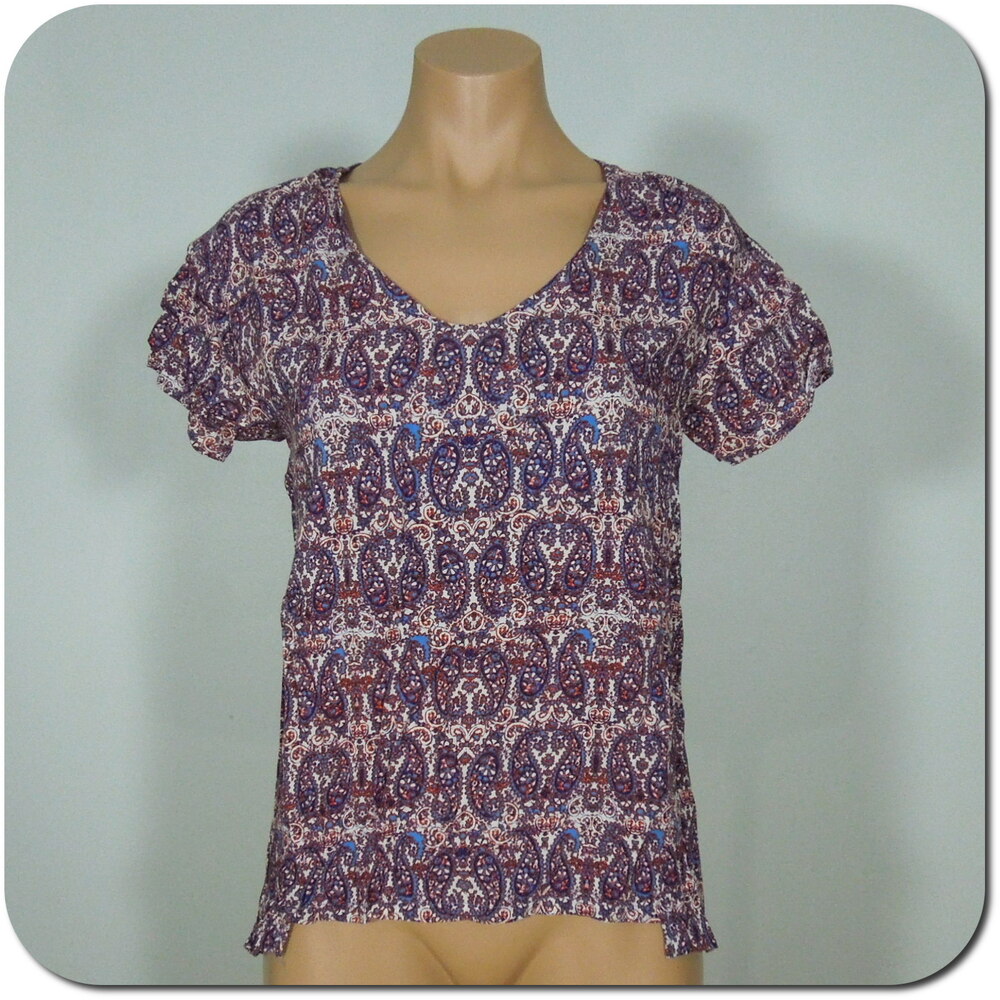ELLA MOSS Blouse S SMALL Womens Paisley Print Rayon